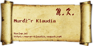 Murár Klaudia névjegykártya